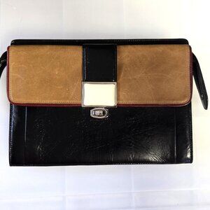 Balenciaga Tri-color Leather Clutch Bag Organizer